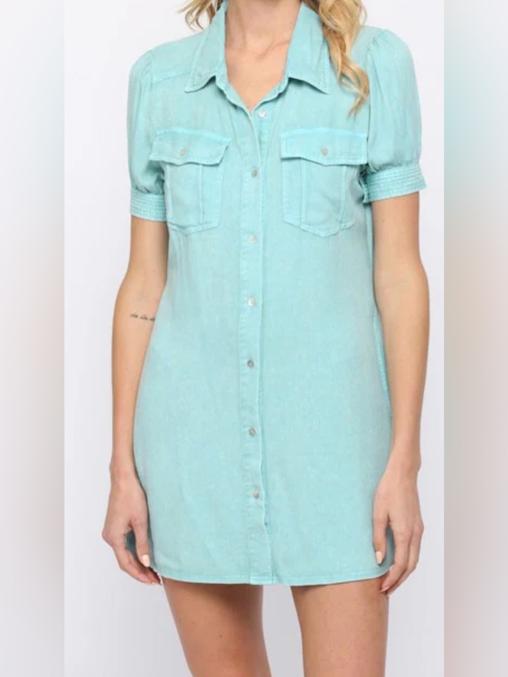 Fate Blue Button Down T-Shirt Dress, Size S